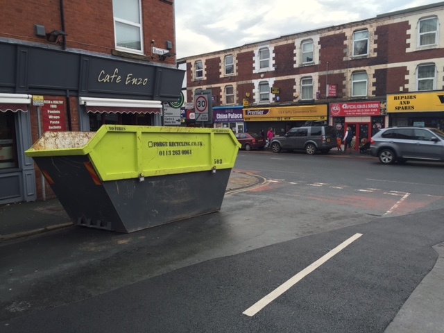 Community skip placed on Kirkstall Road to help flood clear up