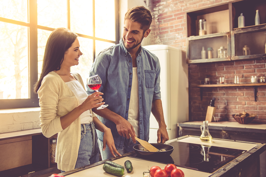 cooking a romantic meal