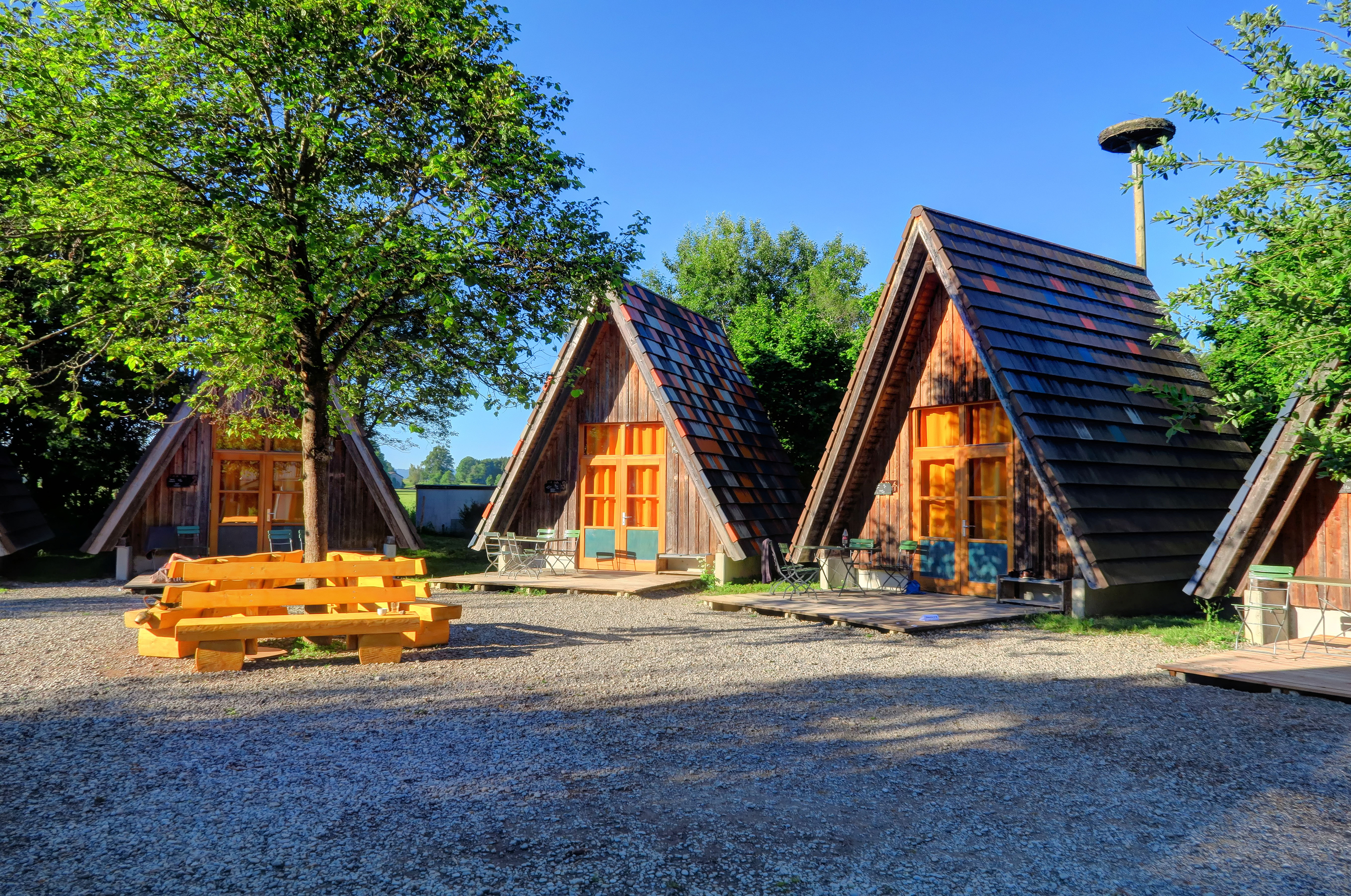A row of eco lodges