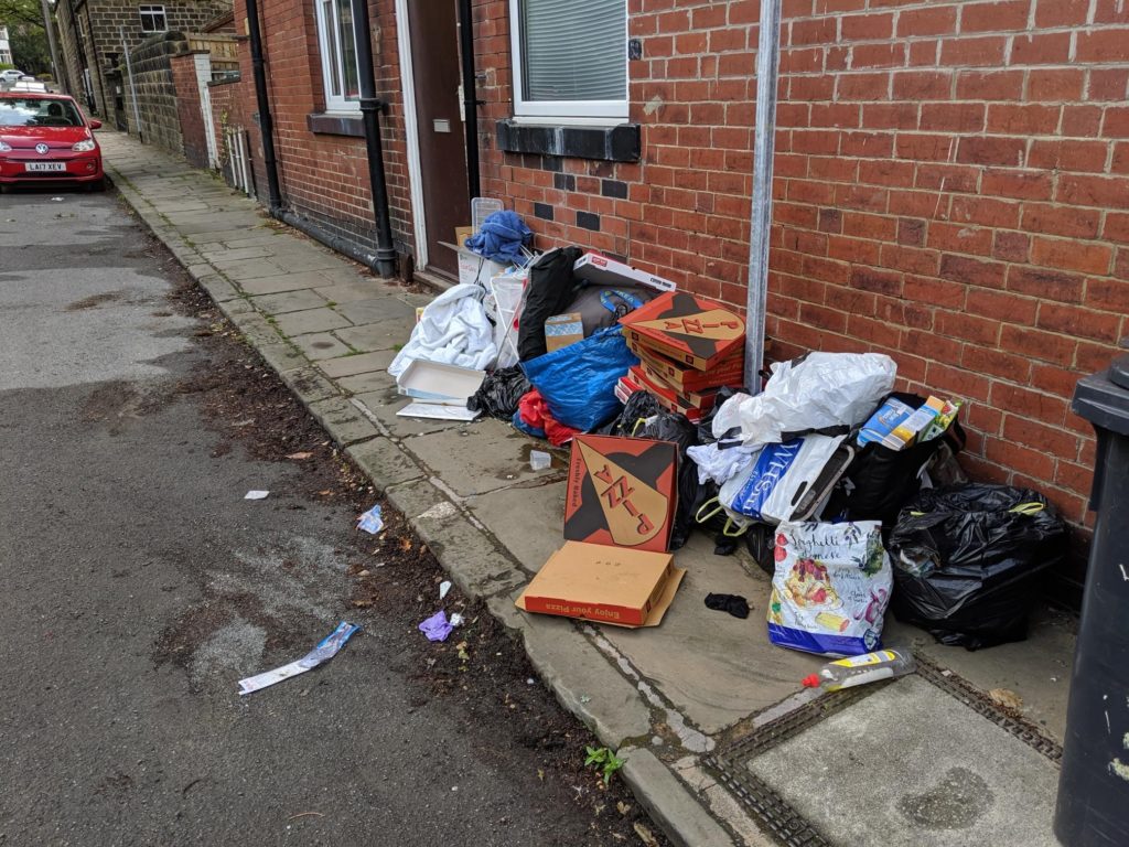 waste left by students in Leeds