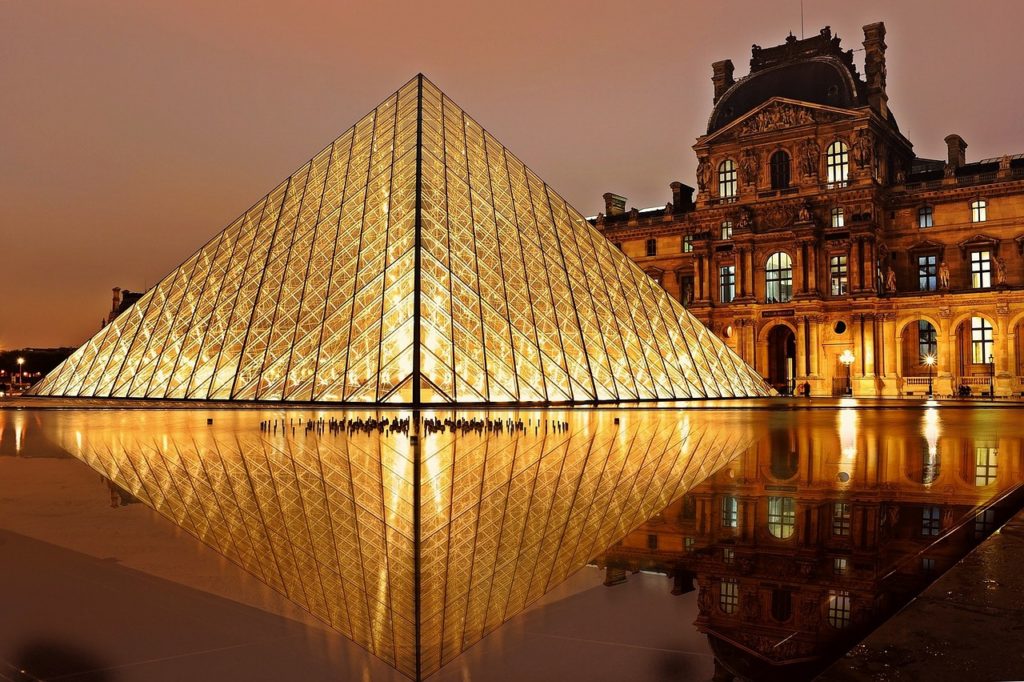 The Louvre glass pyramid in Paris