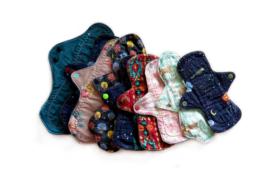 A selection of cloth menstrual pads